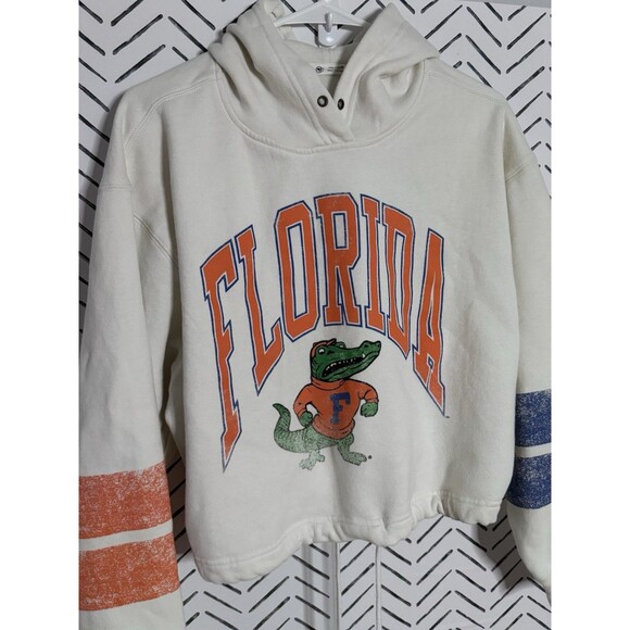Florida Gators '47 Women's Harper Adjustable Cropped Pullover Cream Hoodie Sz M - Picture 1 of 7